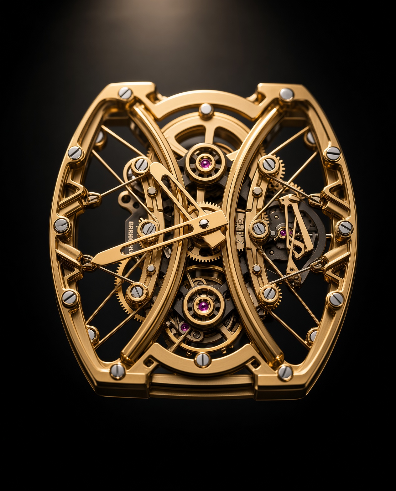 Macro detail of a luxury watch movement and caliber